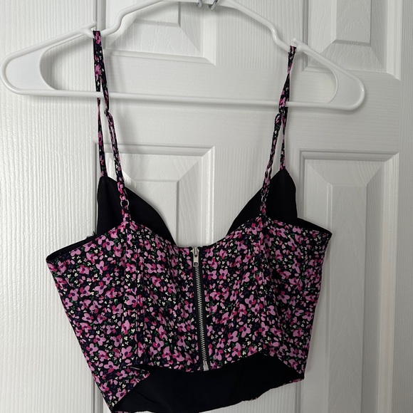 Sky to the moon floral pink and black corset crop top - Picture 3 of 3